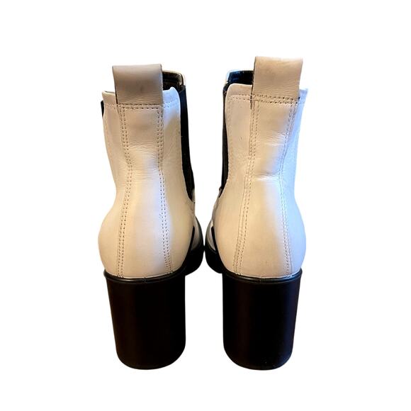 Ecco 7 Shape Motion 55 Platform Leather Chelsea Ankle Boot White Black 38 EUC! - Picture 4 of 7